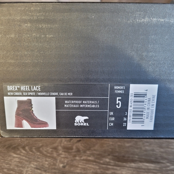 SOREL New Cinder Sea Sprite Waterproof Brex Heel Lace Bootie Size 5 - Picture 7 of 16